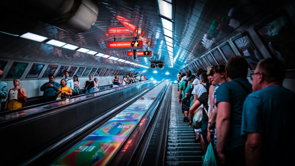 People on their way to work in Hungary